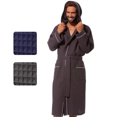 Imagen de Morgenstern Albornoz de Verano Hombre Ligero Algodón puro con Capucha L, gris