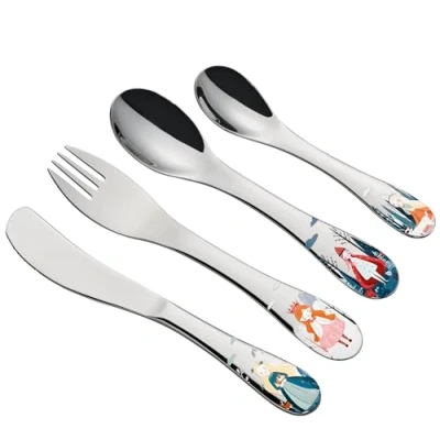 Imagen de cilio PRINCESS Cubertería infantil (4 piezas, acero inoxidable, forma ergonómica, cuchillo de 21 cm, tenedor cuchara 20 pequeña 17 diseño
