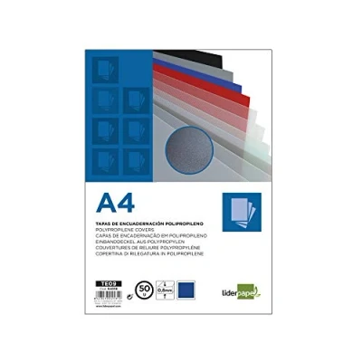 Imagen de Tapa encuadernacion liderpapel polipropileno a4 0.8mm azul opaco paquete de 50unidades