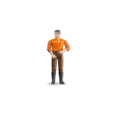Imagen de bruder 60007 bworld Hombre con piel clara y pantalones marrones 1:16 Figura de juguete, Granjero, Granja,