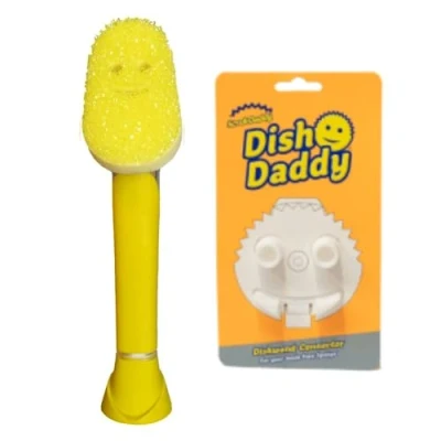 Imagen de Scrub Daddy Dish Varita y Cabezal Conector, Cepillo dispensador de jabón, Esponja Lavado Que Cambia Textura con Mango líquido, para Platos raspador Integrado,