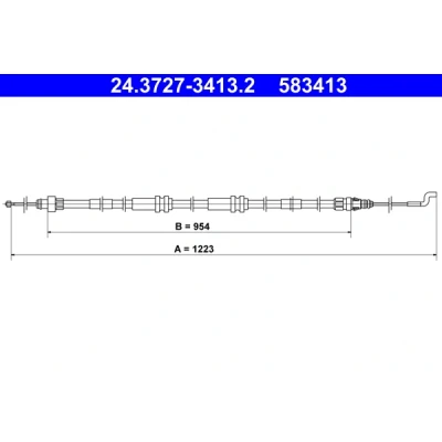 Imagen de ATE 24.3727 3413.2 Cable de Freno Mano 1223 VOLKSWAGEN: Transporter 5, Multivan 5 (7HM, Bus