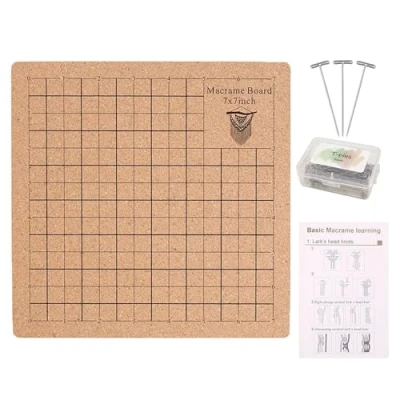 Imagen de Hayaww 18x18cm Tablero De Macramé Y Pines Reutilizable Con Instrucciones Trenzado Proyecto Macrame Board Para Trenzar Pulseras,Hilo Nudo,Bufandas