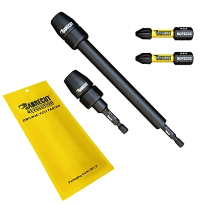 Imagen de 4 portapuntas de impacto profesionales SabreCut SCRK2 65 mm y 152 con 2 puntas destornillador magnético PZ2 32 compatibles Dewalt, Milwaukee, Makita, Bosch otros