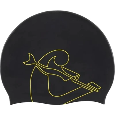 Imagen de Cressi Eddie Swim Cap Gorro de Natación, Unisex Adult, Negro/Amarillo, Talla única