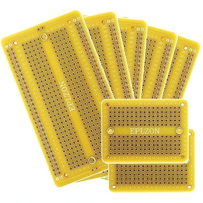 Imagen de EPLZON Breadboard soldable Protoboard Kit circuito impreso de doble cara Prototipo Board PCB para proyectos electrónicos bricolaje compatibles con arduin(Amarillo)