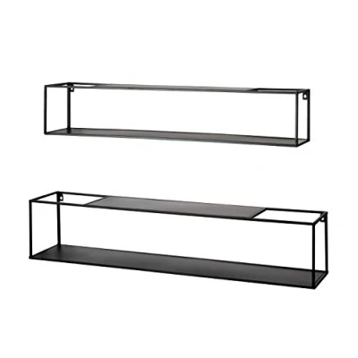 Imagen de HAKU Möbel Juego de 2 estantes pared, metal, negros, 85 x 17 cm/95 20 cm