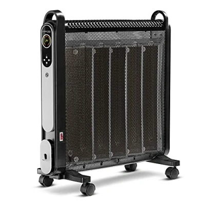 Imagen de TROTEC Calefactor convector TCH 2050 E, 1.200 W / 2.000 W, Pantalla LCD, Temporizador, Mando a Distancia, Silencioso, Diseño, Ruedas, Placas de Mica, Compacto, Negro, Oficina, Hogar