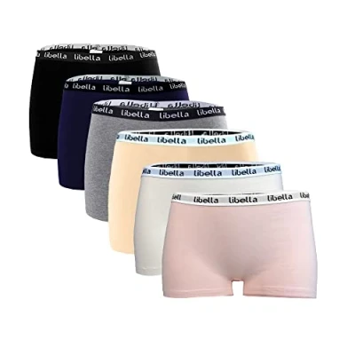 Imagen de Libella® Bragas Mujer de Algodón Cortos Bóxer Shorts Pack 6, Multicolor J, L