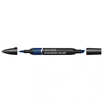 Imagen de Winsor &amp; Newton Promarker Brush Rotulador Doble Punta, Punta Pincel, Tinta Base Alcohol, Color Indigo Blue (v234)