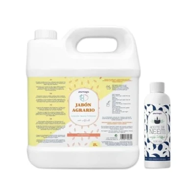 Imagen de PLANTAWA Pack Jabón Potásico 2L + Aceite Neem 500ml Previene y Combate Plagas e Insectos. Protección Natural Huerto Alta Concentración Mosca Blanca, Pulgón, Araña Roja