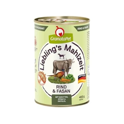 Imagen de GranataPet Liebling&#039;s Mahlzeit Rind &amp; Faisán, Comida húmeda para Perros, Perros sin Cereales y azúcares, pienso Completo, 6 x 400 g