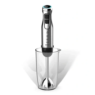 Imagen de SOGO SS 14410 Batidora de Mano Potente, 1000W, Cuchillas Titanio, Vaso medidor 600ml, 6 Velocidad Variables, Acero Inoxidable, Negro