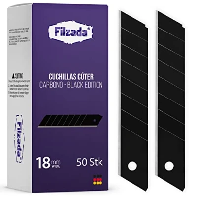 Imagen de Filzada® 50x Cuchillas cutter 18mm NEGRO muy caliente Cuchillo hoja/cuchillas De recambio para cúter acero al carbono