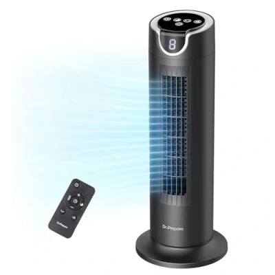 Imagen de DR.PREPARE Ventilador Silencioso 25dB Motor DC 12W Torre de Mesa 8 Velocidades 7m/s Temporizador Oscilación 80 Modo Sleep con Mando a Distancia para Dormitorio Oficina Camper Escritorio