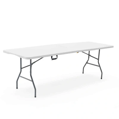 Imagen de Gardiun Mesa Plegable y Portátil New Koln 240x74x74 cm de Resina en Color Blanco con Asa Lateral Sistema Bloqueo