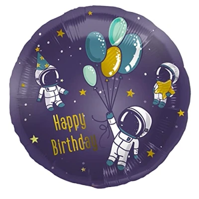 Imagen de Folat Globo de aluminio Cumpleaños Espacio 45 cm, color morado (67927)