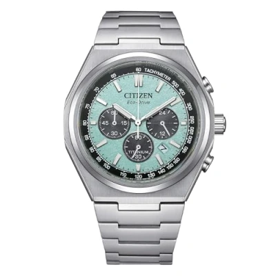 Imagen de Citizen Chrono Super Titanium turquoise background CA4610 85M Eco Drive men&#039;s watch