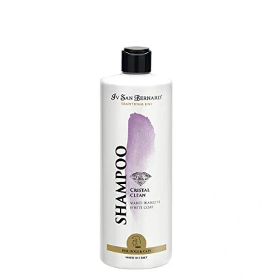 Imagen de Champú Cristal Clean para Mascotas con Pelo Blanco 500 ml Ayuda a Eliminar el Color Amarillento Fortalecer y Aportar Brillo Sencillo de Aplicar IV San Bernard