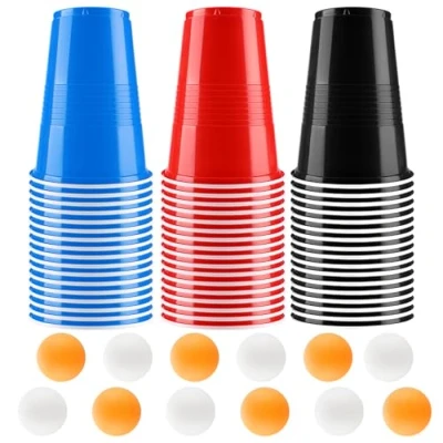 Imagen de Sprifityy Beer Pong,51 Piezas Pong Copas(500ml) y 12 Pelotas de Ping Pong,para Juegos Beber,Festival,Fiesta Celebración,Bebidas
