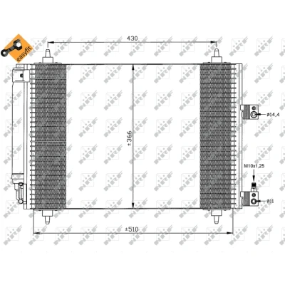 Imagen de NRF EASY FIT 35443 Condensador con secador, junta anular 14,4 11 Aluminio 510 PEUGEOT: 307 Hatchback, SW, SW Furgón / Familiar