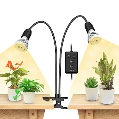 Imagen de SANSI Lámpara de Cultivo Plantas 300W Espectro Completo 4000K, Luces Crecimiento Ajustable en Altura con Temporizador Automático 4/8/12H para interior