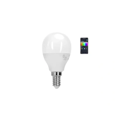 Imagen de Glowster Bombilla LED Bluetooth MESH E14 4.9W RGB+CCT, control de luz y color, ideal para ambientación decoración inteligente.