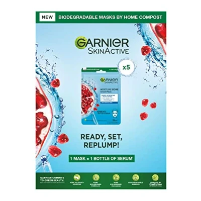 Imagen de Garnier hoja máscara Multipack, 32 g, Granada, un paquete con 5 unidades