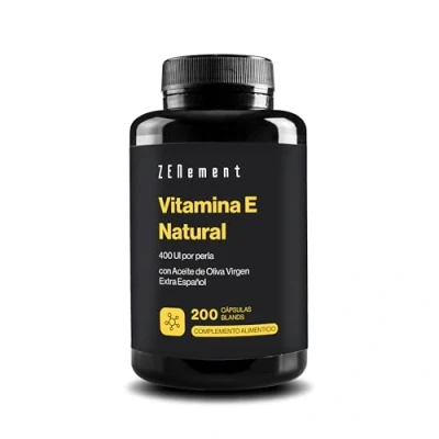 Imagen de Vitamina E Natural 400 UI de bioactiva por cápsula 200 Cápsulas (Para 7 meses suministro) D alfa tocoferol con AOVE Potente antioxidante Protege las celulas del estres oxidativo