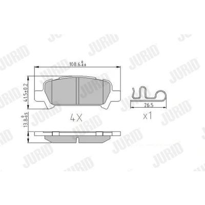 Imagen de JURID 572424J Juego de pastillas freno no preparado para indicador desgaste sin accesorios SUBARU: Impreza II Berlina, Forester II, Outback III