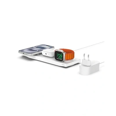 Imagen de Base De Carga Inalámbrica Belkin Boostcharge 3 En 1 Con Magsafe Blanco