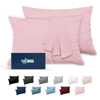 Imagen de Dreamzie Fundas de Almohada (Juego 2) para Las Almohadas 50 x 80 cm, Rosa, Microfibra (100% Poliéster) Cojines Calidad con una Suavidad Incomparable
