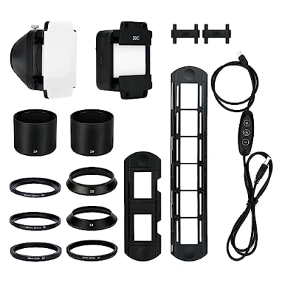 Imagen de JJC Escáner de Negativos Película 35mm, Adaptador Digitalización Películas con Juego Luces LED, Soporte Diapositivas y para Copia Negativa. Accesorios