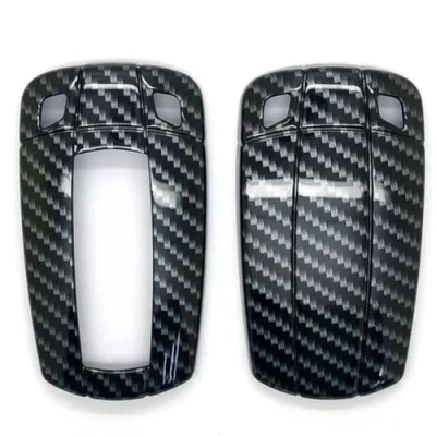 Imagen de OTMIK Fundas para llaves de coche con patrón fibra carbono ABS compatibles BMW Serie 1 3 5 6 7 X1 X5 X6 E90 E92 E93 E60 Accesorios (negro)