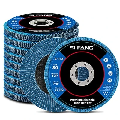 Imagen de SI FANG Juego de 10 discos aleta 115 x 222 mm abrasivos angulares circonia 40 60 80 120 grano surtido muelas 41 2 pulgadas pulido planos premium 27 para todo el metal