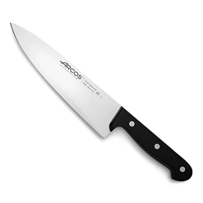 Imagen de Arcos Cuchillo Chef Granton Acero Inoxidable. cocina para cortar y pelar alimentos pequeños. Mango ergonómico polioximetileno Hoja 200 mm. Serie Universal. Color negro.
