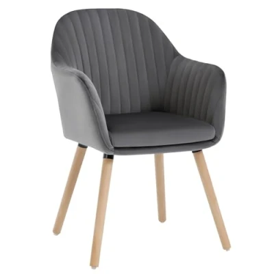Imagen de WOLTU 1x Silla de Comedor Nordica Estilo Vintage Juego 1, Cocina Tapizada con Reposabrazos en Terciopelo, Estructura Madera Escritorio Gris Oscuro BH95dgr 1