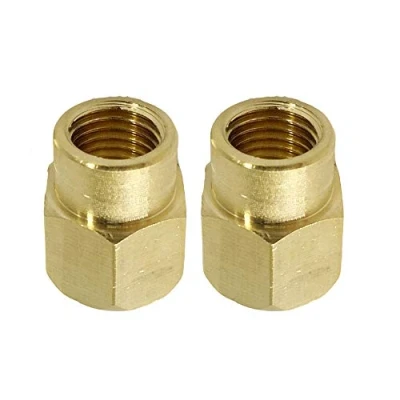 Imagen de Conector reductor de latón rosca hembra BSP 1/4 pulgadas a 3/8 adaptador casquillo cabeza hexagonal para aire, agua y aceite (paquete 2)