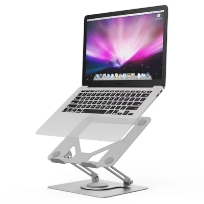 Imagen de GRIFEMA Soporte Portátiles Mesa Plegable Ventilado con Base Giratoria, Elevador Portatil Altura Ajustable, Compatible la Mayoría de los 11 17&quot; GB1050 1, Plata