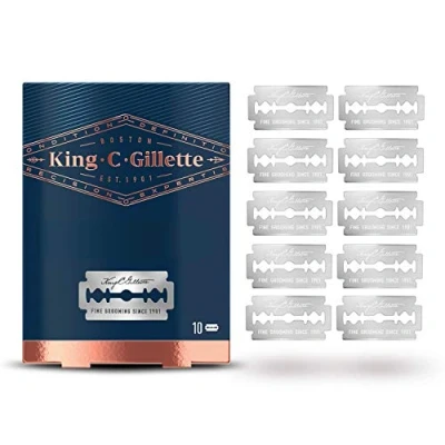 Imagen de King C. Gillette Cuchillas para afeitadoras de seguridad hombre, paquete 10, perfecto regalo hombre/papá
