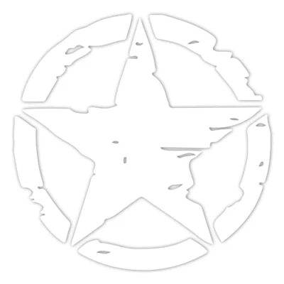 Imagen de Finest Folia Juego de 2 pegatinas para el coche, diseño estrella del ejército, moto, 3, autoadhesivas, resistente a la intemperie, accesorios coche (blanco brillante, 10 cm