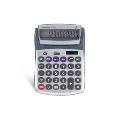 Imagen de Osama, Metal Calculadora Pequeña de Bolsillo, 10 Cifras + 3 Dígitos Memoria y Pantalla LCD, Accesorios Material Oficina, Escolar Papeleria con Energía Solar, 11.8x3.1x15 cm, Negro/Plata