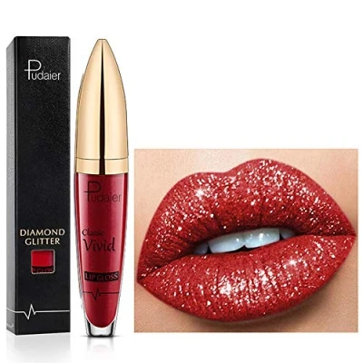 Imagen de Lápiz labial de brillo labios con diamante 18 colores líquido mate brillante, Barra antiadherente larga duración Labio suave natural (10)
