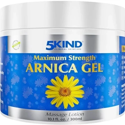 Imagen de 5kind Gel de árnica máxima potencia 300 ml acción rápida para hematomas e hinchazón intensivo con extracto montana Crema dolores musculares