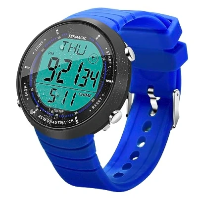 Imagen de TEKMAGIC Reloj Digital Hombre Impermeable 100 Metros para Buceo y Nadar con Luz Trasera, Despertador, Cronógrafo, Hora Dual Calendario, Cuenta Regresiva, Formato de 12 o 24 Horas