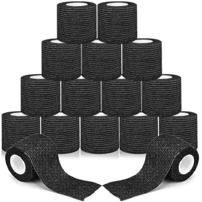Imagen de RDDAIPE 16 Rollo Venda Cohesiva, 5cmX4.5m Vendas Autoadhesivas,Tape Crossfit, Elastica Autoadhesiva,Vendaje Elástico Cohesivo para Dedos,Muñeca, Deportivo,Futbol,Fisioterapia,Veterinaria,Negro