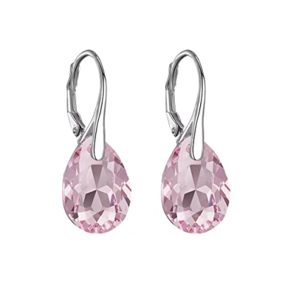 Imagen de Aretes colgantes de plata esterlina con rosa claro creados cristales Zircondia®