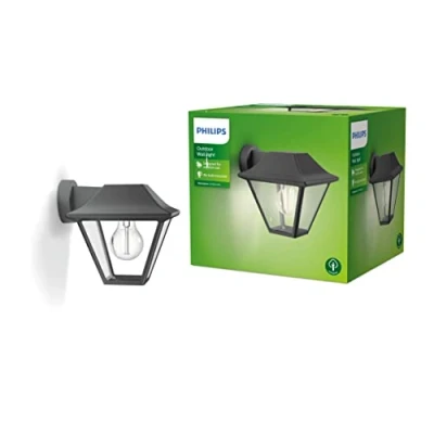 Imagen de Philips Aplique mural Alpenglow, lámpara LED de exterior, color antracita, luz blanca cálida, 60W