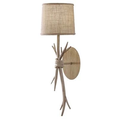 Imagen de Mantra Iluminación. Modelo SABINA. Aplique de pared fabricado en hierro y tela acabado color imitación madera