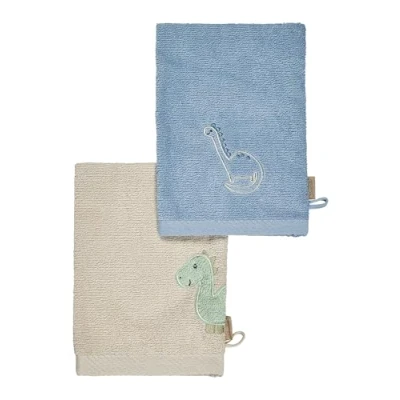 Imagen de Sterntaler Dino Rexi Manoplas de baño para bebé (2 Unidades, algodón Absorbente y Suave, divertirse en el la Ducha), Color Azul